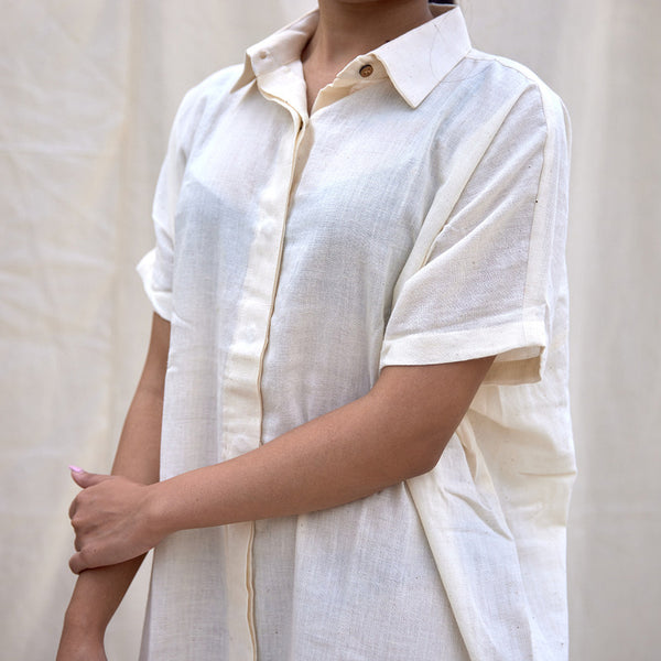 Organic Cotton Shirt Dress | White