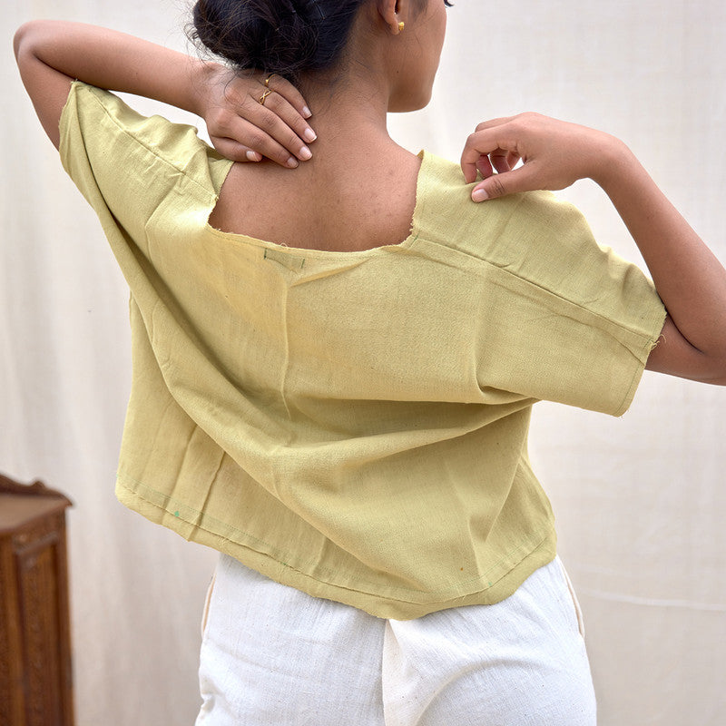 Organic Cotton V-Neck Top | Natural Dyed | Yellow