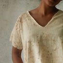 Organic Cotton Printed Top | Natural Dyed | Brown