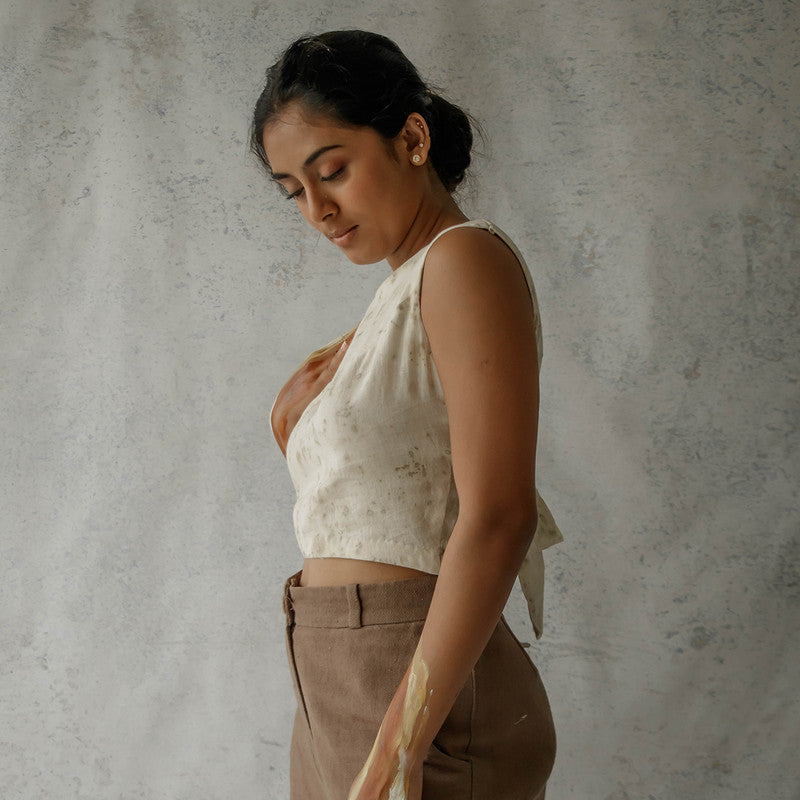 Organic Cotton Tie-Back Top | Natural Dyed | Beige