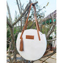 Cactus Leather Round Shoulder Bag | White