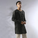 Hemp Double Breasted Kurta | Black