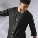 Hemp Double Breasted Kurta | Black