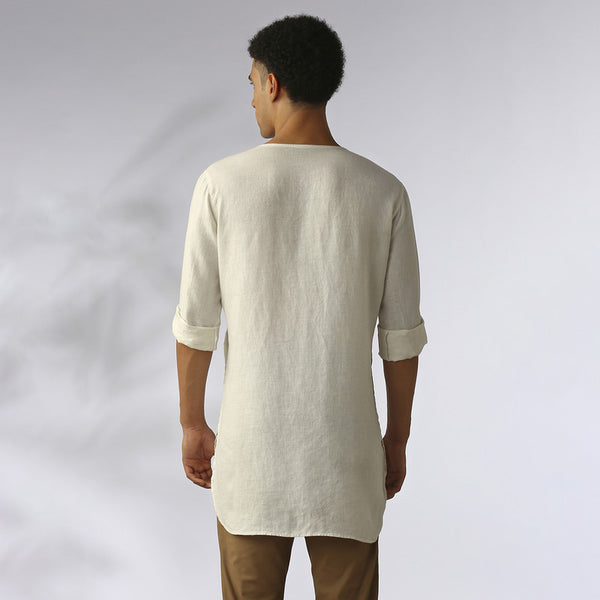 Hemp Double Breasted Kurta | White