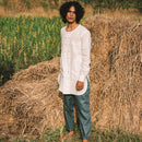 Hemp Double Breasted Kurta | White