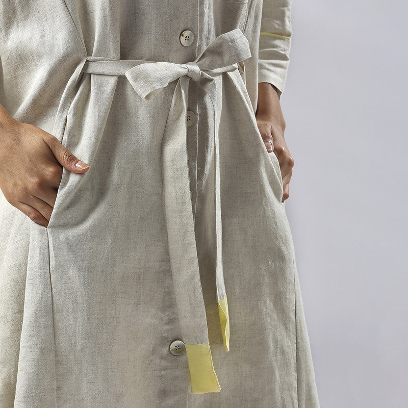 Hemp Kimono Sleeved Kaftan Dress | Off White