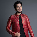 Festive Wear for Men | Banarasi Silk Jacket | Red