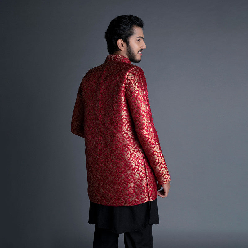 Festive Wear for Men | Banarasi Silk Jacket | Red