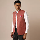 Linen Mens Nehru Jacket | Pink