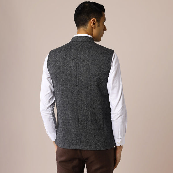 Woolen Nehru Jacket for Men | Grey