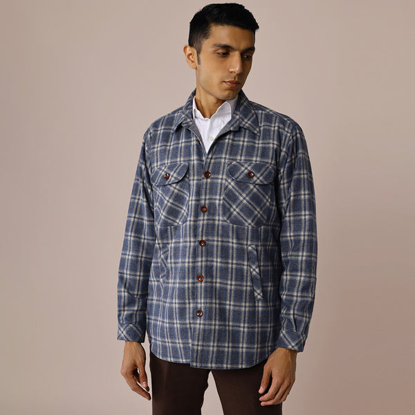 Woolen Mens Overshirt | Blue