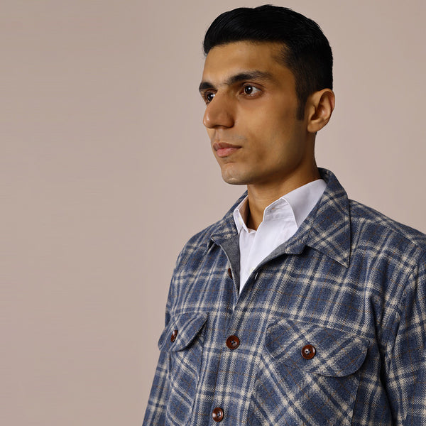 Woolen Mens Overshirt | Blue