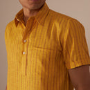 Linen Short Kurta | Yellow