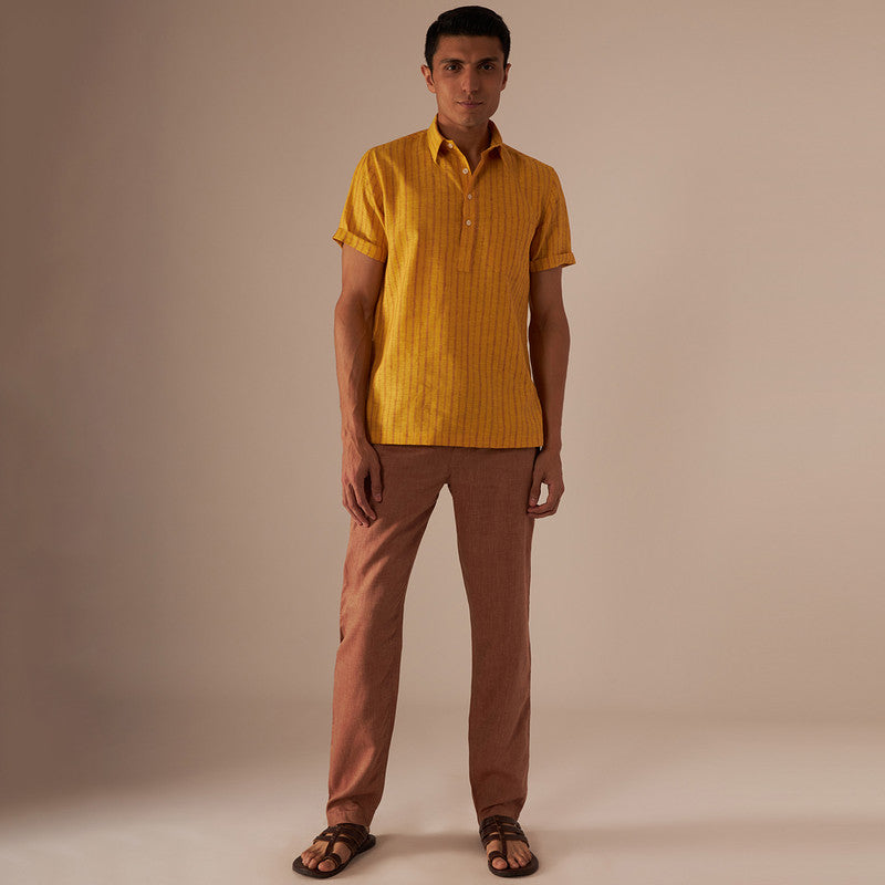 Linen Short Kurta | Yellow