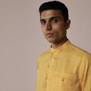 Linen Short Kurta for Men | Popover | Yellow