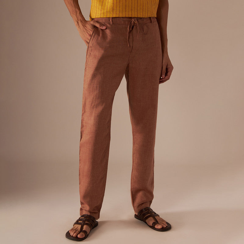 Cotton Linen Pants | Rust Brown