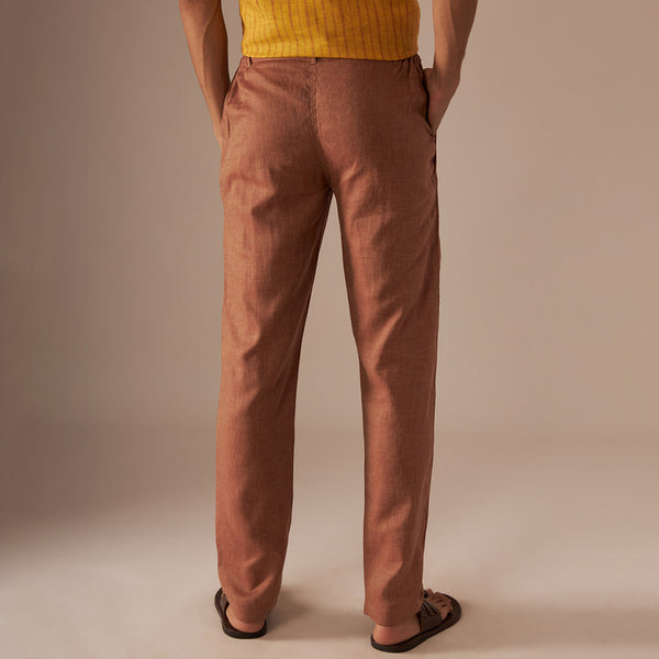 Cotton Linen Pants | Rust Brown