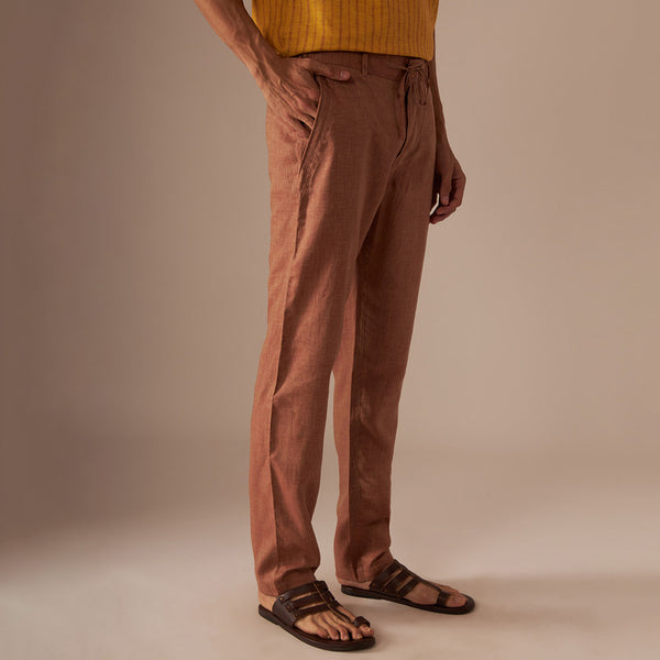 Cotton Linen Pants | Rust Brown