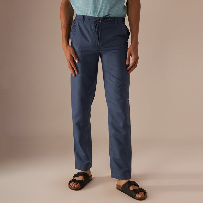 Cotton Linen Pants | Blue