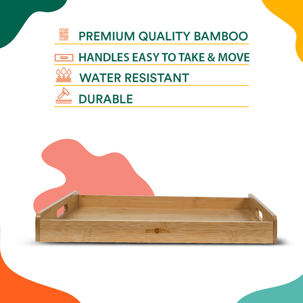 Bamboo Serving Tray | Brown | 16 inch x 12 inch