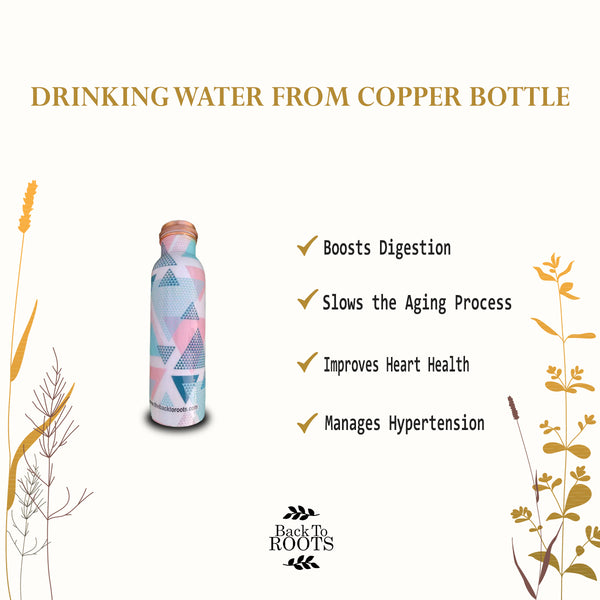 Copper  Bottle | Triangle Print | 1 Litre