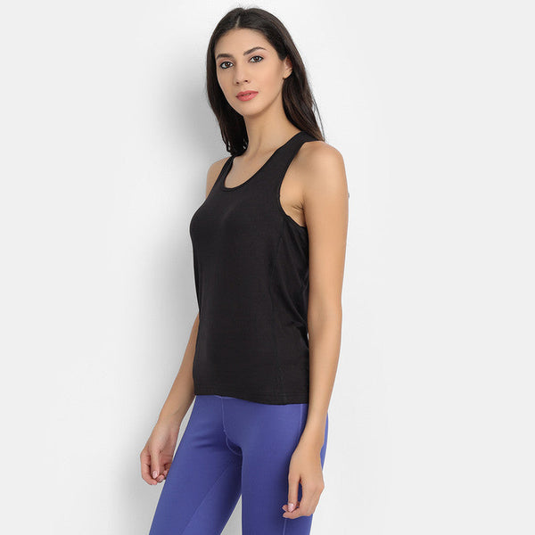 Bamboo Fabric Racerback Top | Black