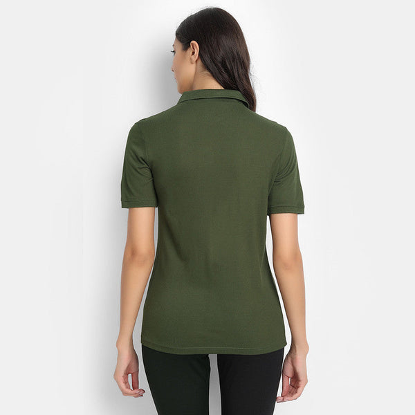 Bamboo Fabric Polo T-Shirt | Olive Green