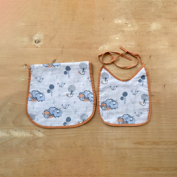 Muslin Cloth | Baby Bib & Burp Cloths Set | Light Blue