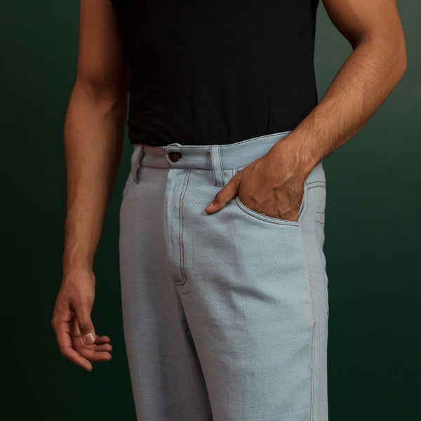 Trousers For Men | Kala Cotton Denim Trousers | Blue