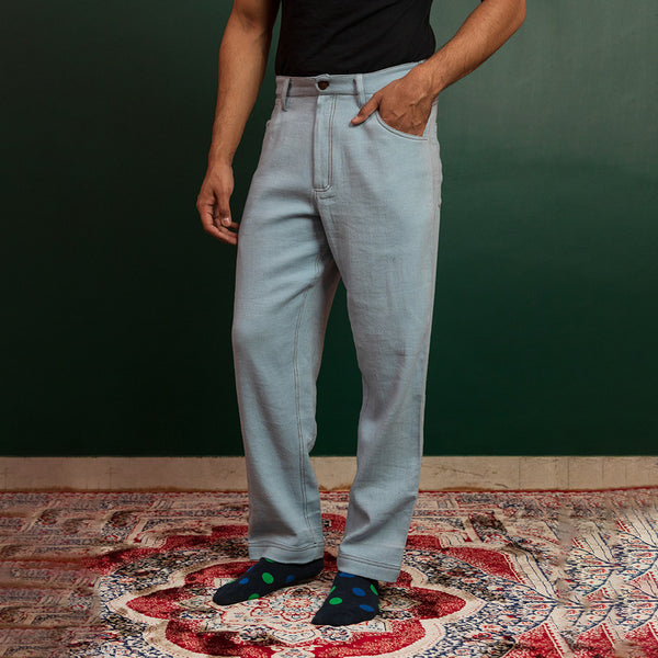 Trousers For Men | Kala Cotton Denim Trousers | Blue