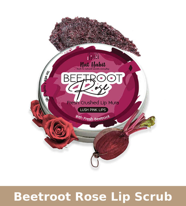 Nat Habit Beetroot Rose Lip Scrub | Smooth Glowing & Dark Lips | 12 g