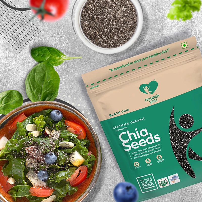 Black Organic Chia Seeds | Gluten Free | Strengthening of Bones | 500 g