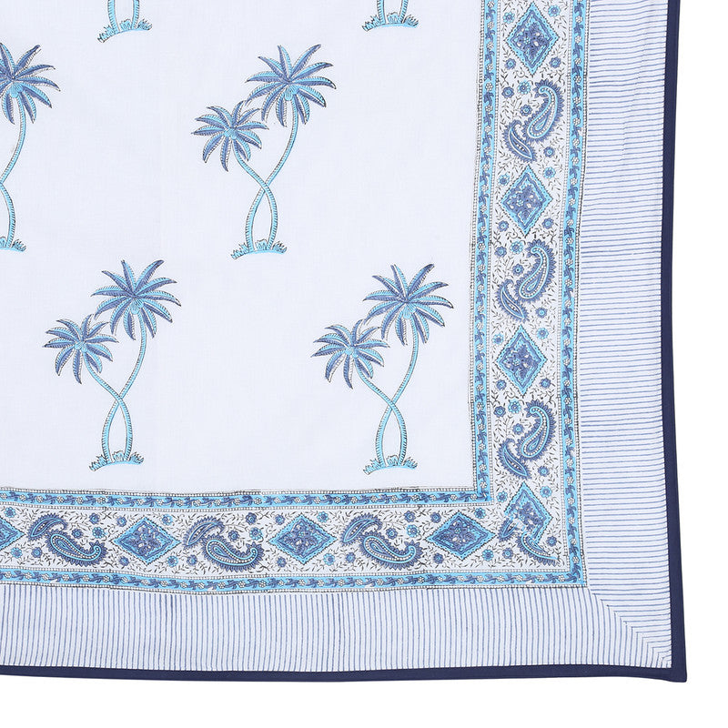 Mulmul Cotton Double Bed AC Dohar | AC Blanket | Reversible | Blue | 84 x 108 inches