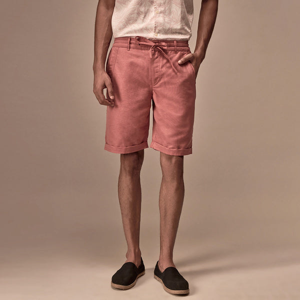 Cotton Linen Shorts | Salmon Pink