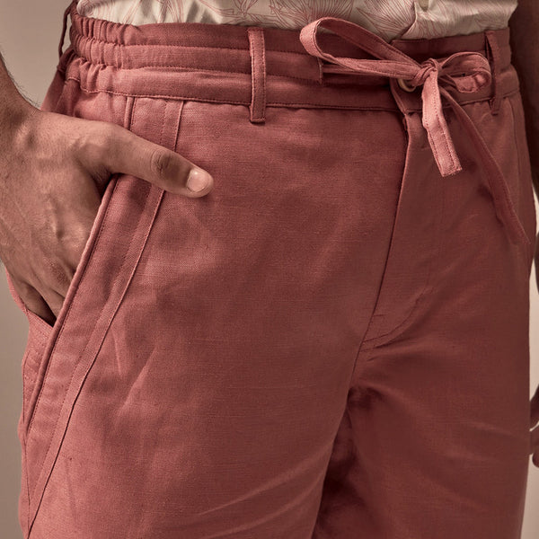 Cotton Linen Shorts | Salmon Pink