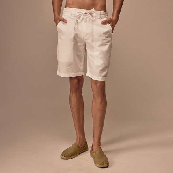 Shorts for Men | Cotton Linen Shorts | Milky White