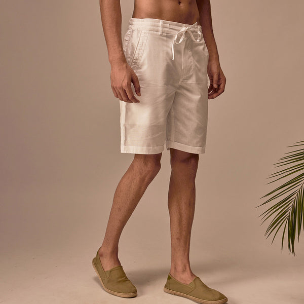 Shorts for Men | Cotton Linen Shorts | Milky White