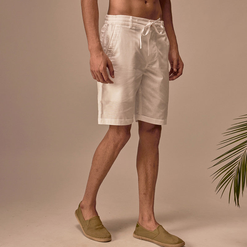 Shorts for Men | Cotton Linen Shorts | Milky White