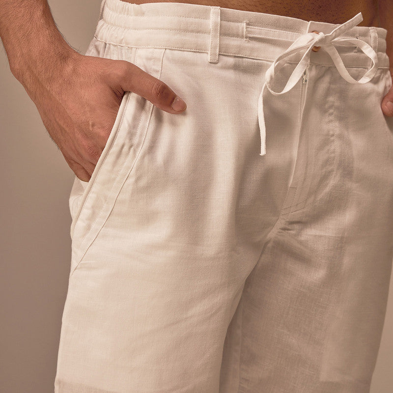 Shorts for Men | Cotton Linen Shorts | Milky White