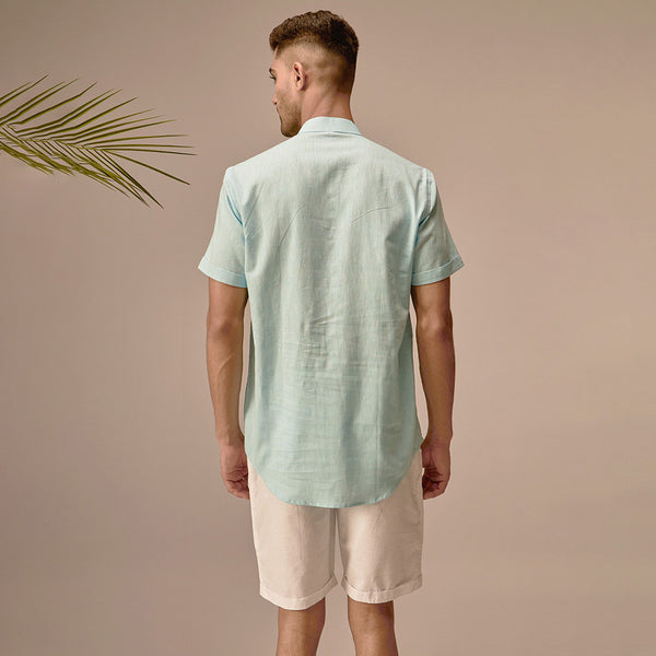 Short Kurta for Men | Cotton Linen Kurta | Powder Blue