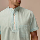 Short Kurta for Men | Cotton Linen Kurta | Powder Blue