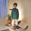 Cotton Silk Kurta for Kids | Green