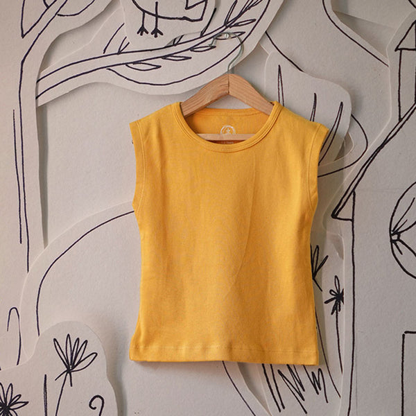 Cotton T-Shirt for Kids | Sleeveless | Green