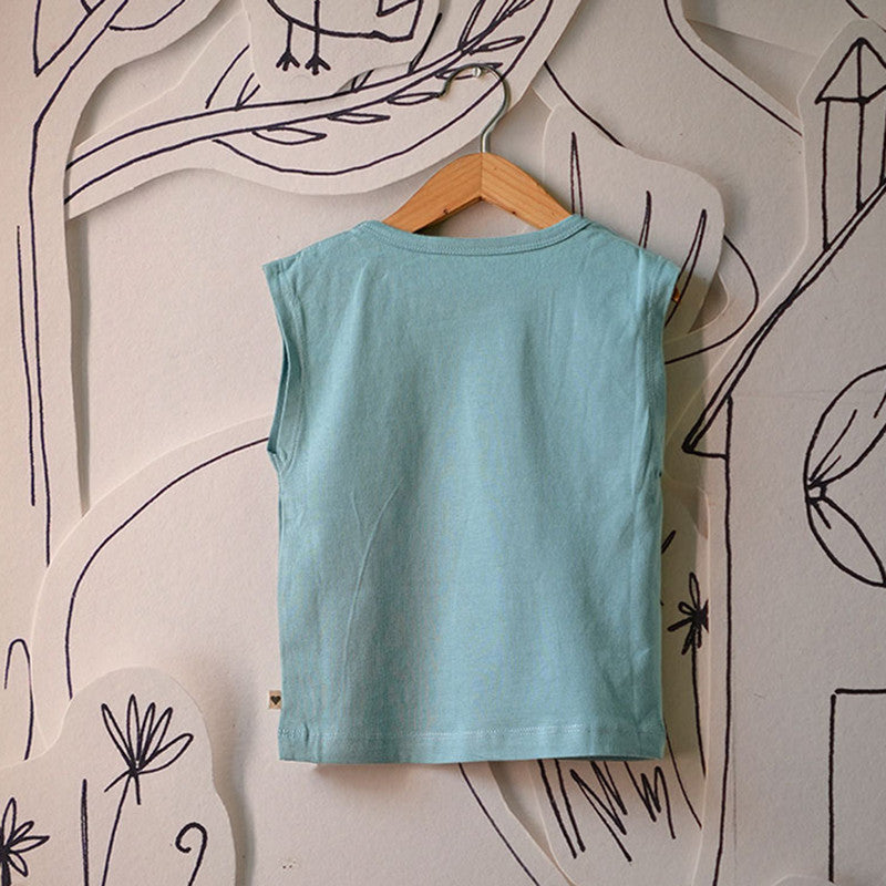 Cotton T-Shirt for Kids | Sleeveless | Blue