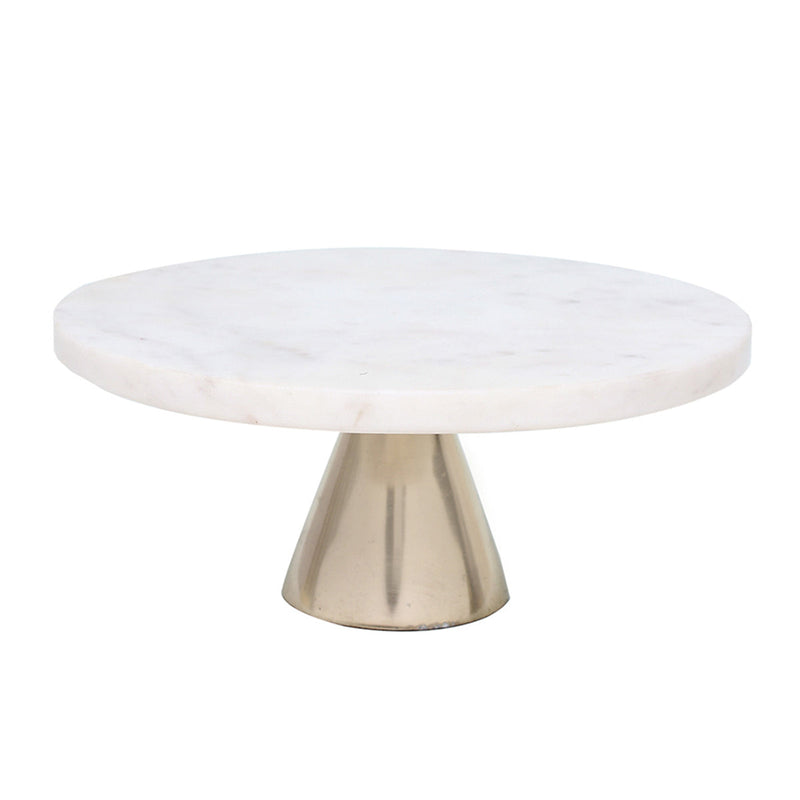 Marble Cake Stand | White & Silver | 30 cm