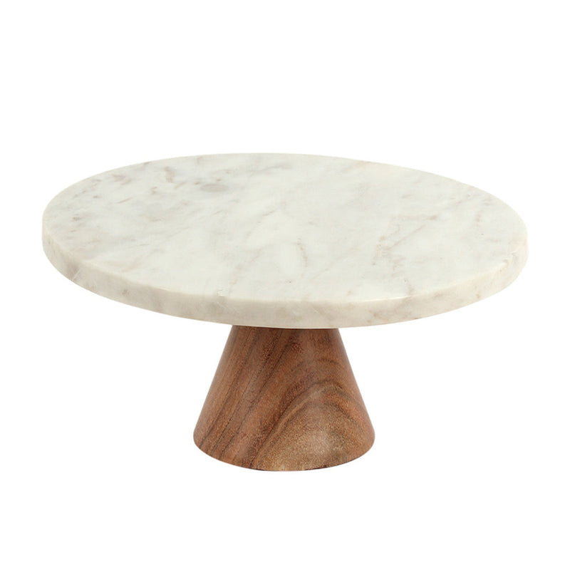 Marble Cake Stand | White & Brown | 26 cm