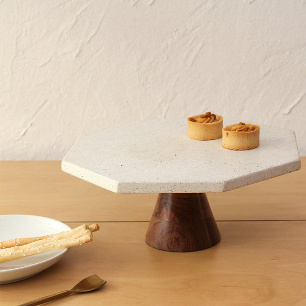 Marble Cake Stand | White & Brown | 30 cm