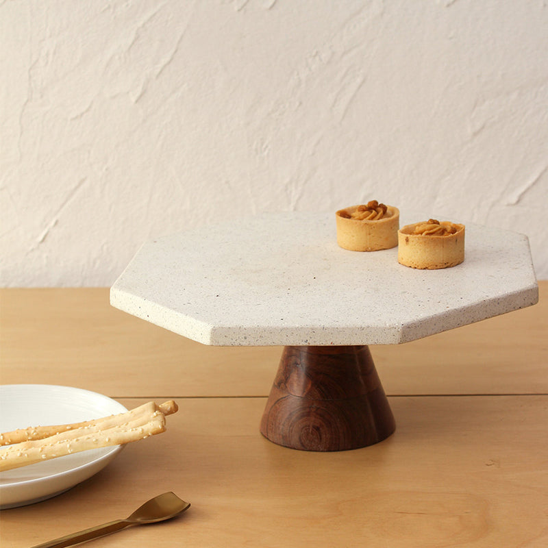 Marble Cake Stand | White & Brown | 30 cm