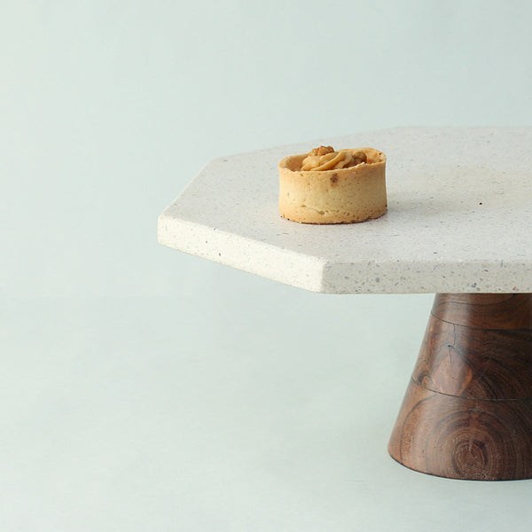 Marble Cake Stand | White & Brown | 30 cm