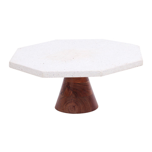 Marble Cake Stand | White & Brown | 30 cm